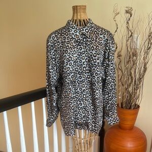 Escada vintage silk Leopard Print Button-Up Blouse made in west Germany